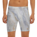 Grey Marble Print Men's Long Boxer Briefs