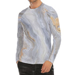 Grey Marble Print Men's Long Sleeve Rash Guard