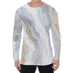 Grey Marble Print Men's Long Sleeve T-Shirt
