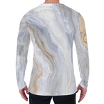 Grey Marble Print Men's Long Sleeve T-Shirt