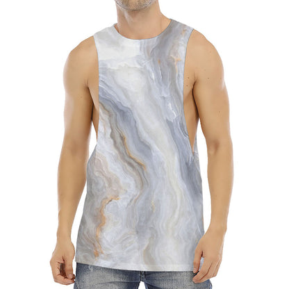 Grey Marble Print Men's Muscle Tank Top