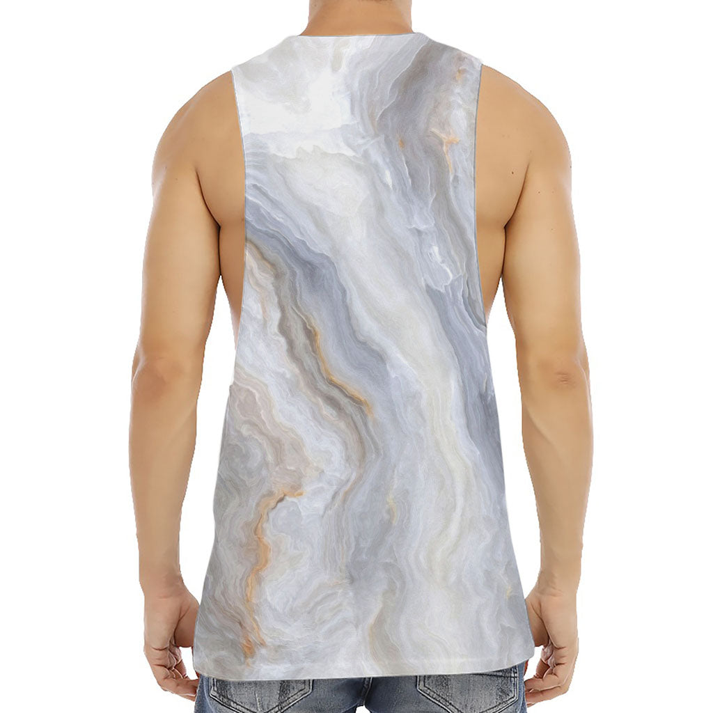 Grey Marble Print Men's Muscle Tank Top