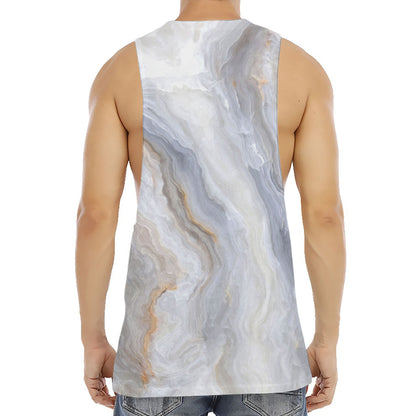 Grey Marble Print Men's Muscle Tank Top
