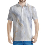 Grey Marble Print Men's Polo Shirt