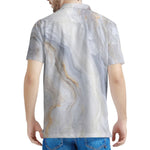 Grey Marble Print Men's Polo Shirt