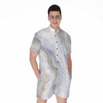 Grey Marble Print Men's Rompers