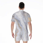 Grey Marble Print Men's Rompers