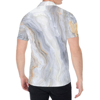 Grey Marble Print Men's Shirt