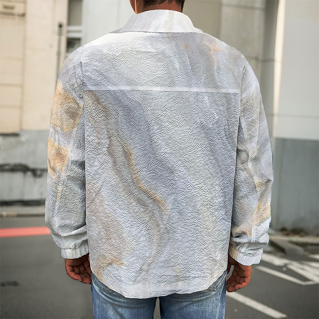 Grey Marble Print Men's Shirt Jacket