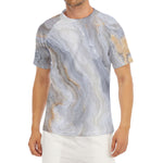 Grey Marble Print Men's Short Sleeve Rash Guard