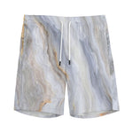 Grey Marble Print Men's Sports Shorts
