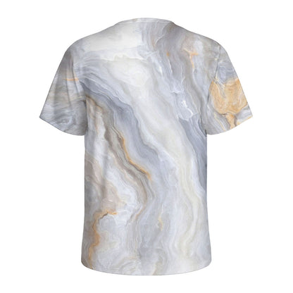 Grey Marble Print Men's Sports T-Shirt