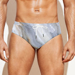 Grey Marble Print Men's Swim Briefs