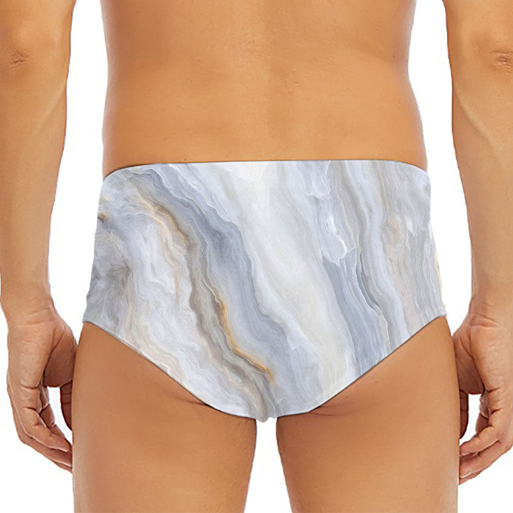 Grey Marble Print Men's Triangle Swim Briefs