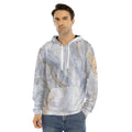 Grey Marble Print Men's Velvet Pullover Hoodie