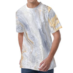 Grey Marble Print Men's Velvet T-Shirt