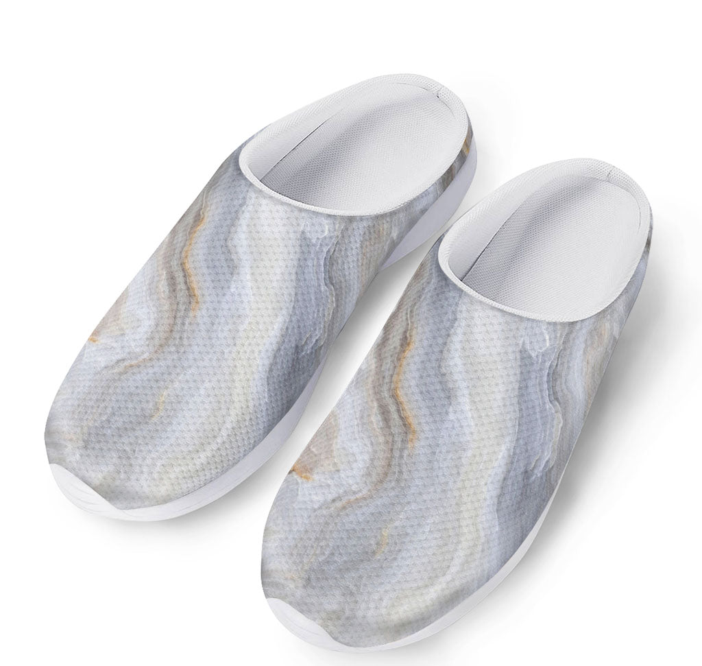 Grey Marble Print Mesh Casual Shoes