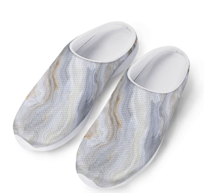 Grey Marble Print Mesh Casual Shoes