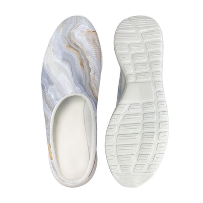 Grey Marble Print Mesh Casual Shoes