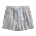 Grey Marble Print Mesh Shorts