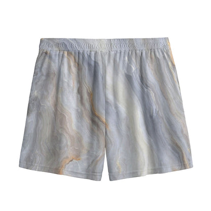 Grey Marble Print Mesh Shorts