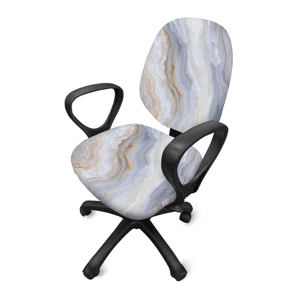Grey Marble Print Office Chair Cover