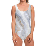 Grey Marble Print One Piece Swimsuit