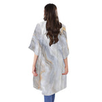 Grey Marble Print Open Front Beach Cover Up