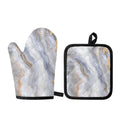 Grey Marble Print Oven Mitt And Pot Holder Set