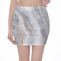 Grey Marble Print Pencil Mini Skirt