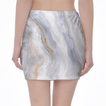 Grey Marble Print Pencil Mini Skirt