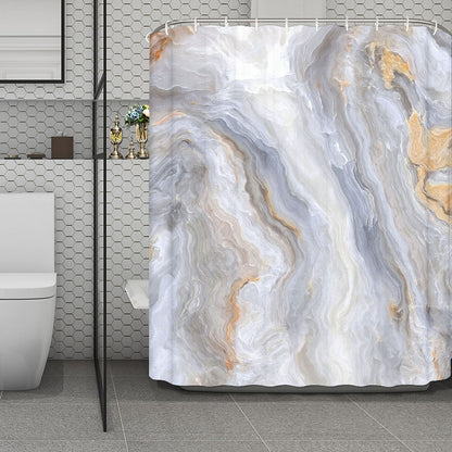 Grey Marble Print Polyester Shower Curtain