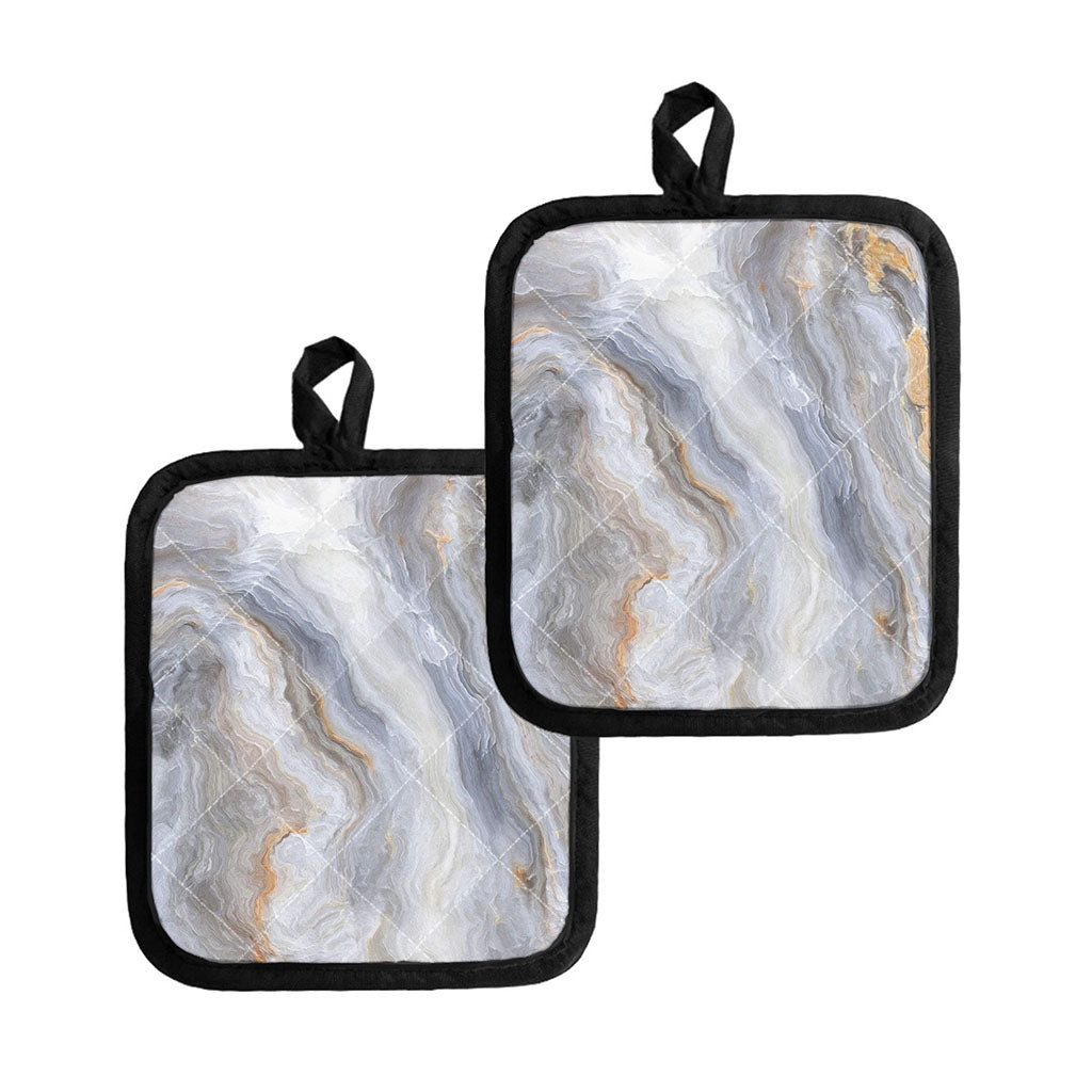 Grey Marble Print Pot Holders