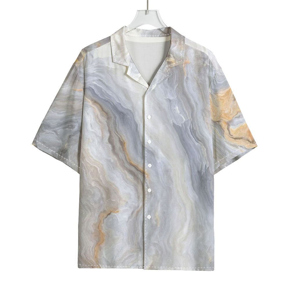 Grey Marble Print Rayon Hawaiian Shirt