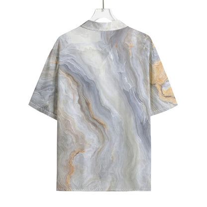 Grey Marble Print Rayon Hawaiian Shirt