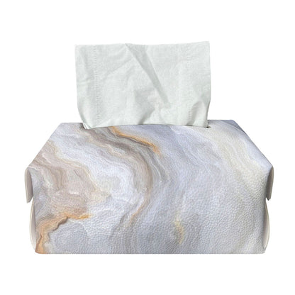 Grey Marble Print Rectangle Tissue Box Cover