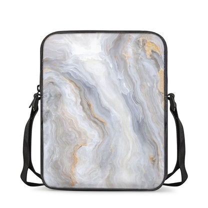 Grey Marble Print Rectangular Crossbody Bag