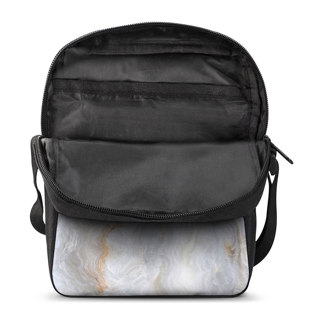 Grey Marble Print Rectangular Crossbody Bag