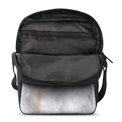 Grey Marble Print Rectangular Crossbody Bag