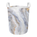 Grey Marble Print Round Laundry Basket
