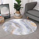 Grey Marble Print Round Rug