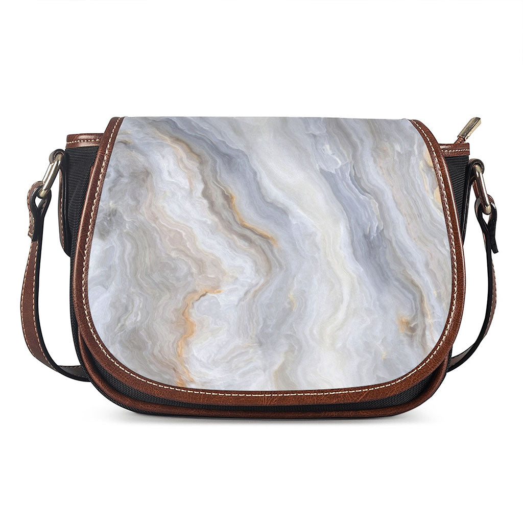 Grey Marble Print Saddle Bag