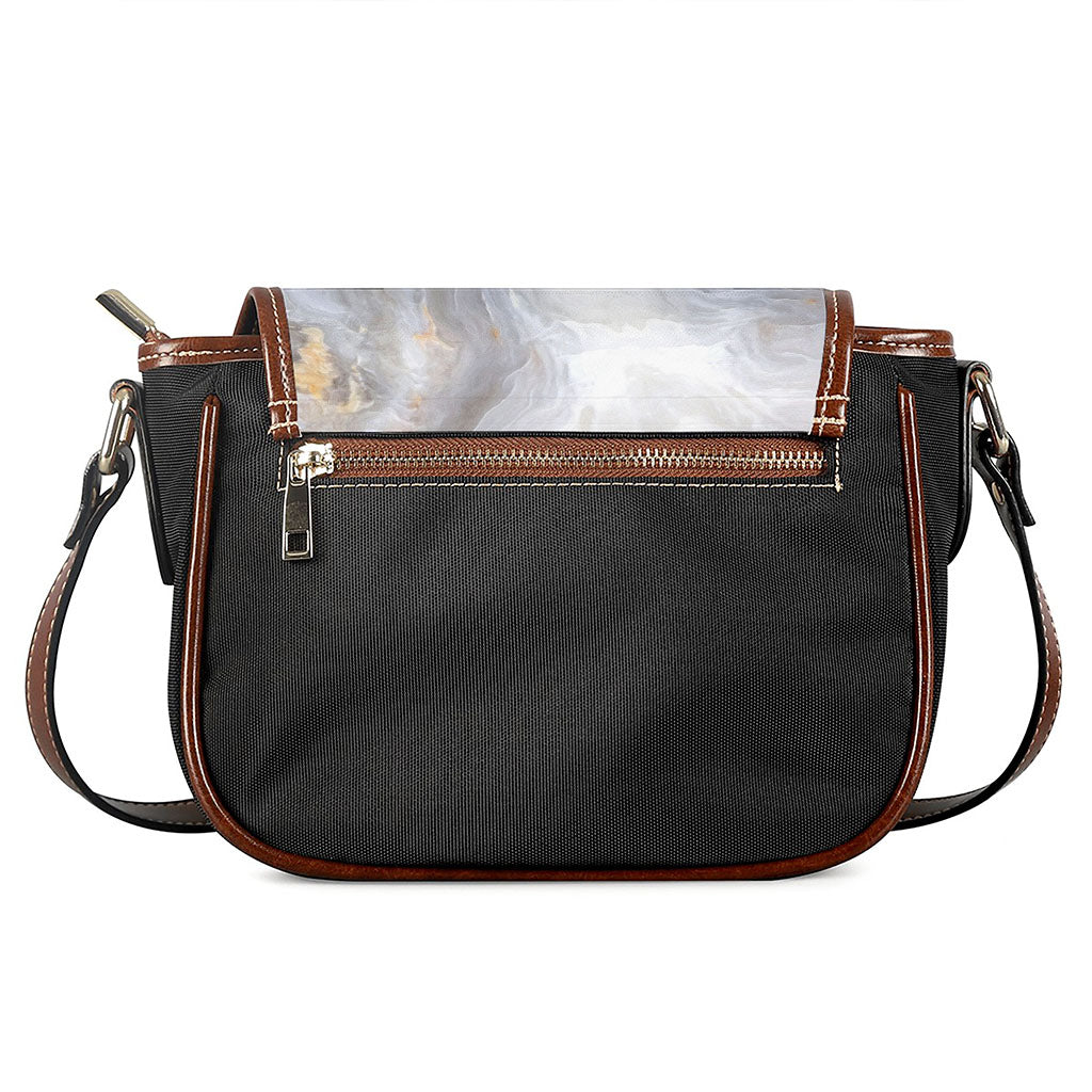 Grey Marble Print Saddle Bag