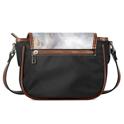Grey Marble Print Saddle Bag