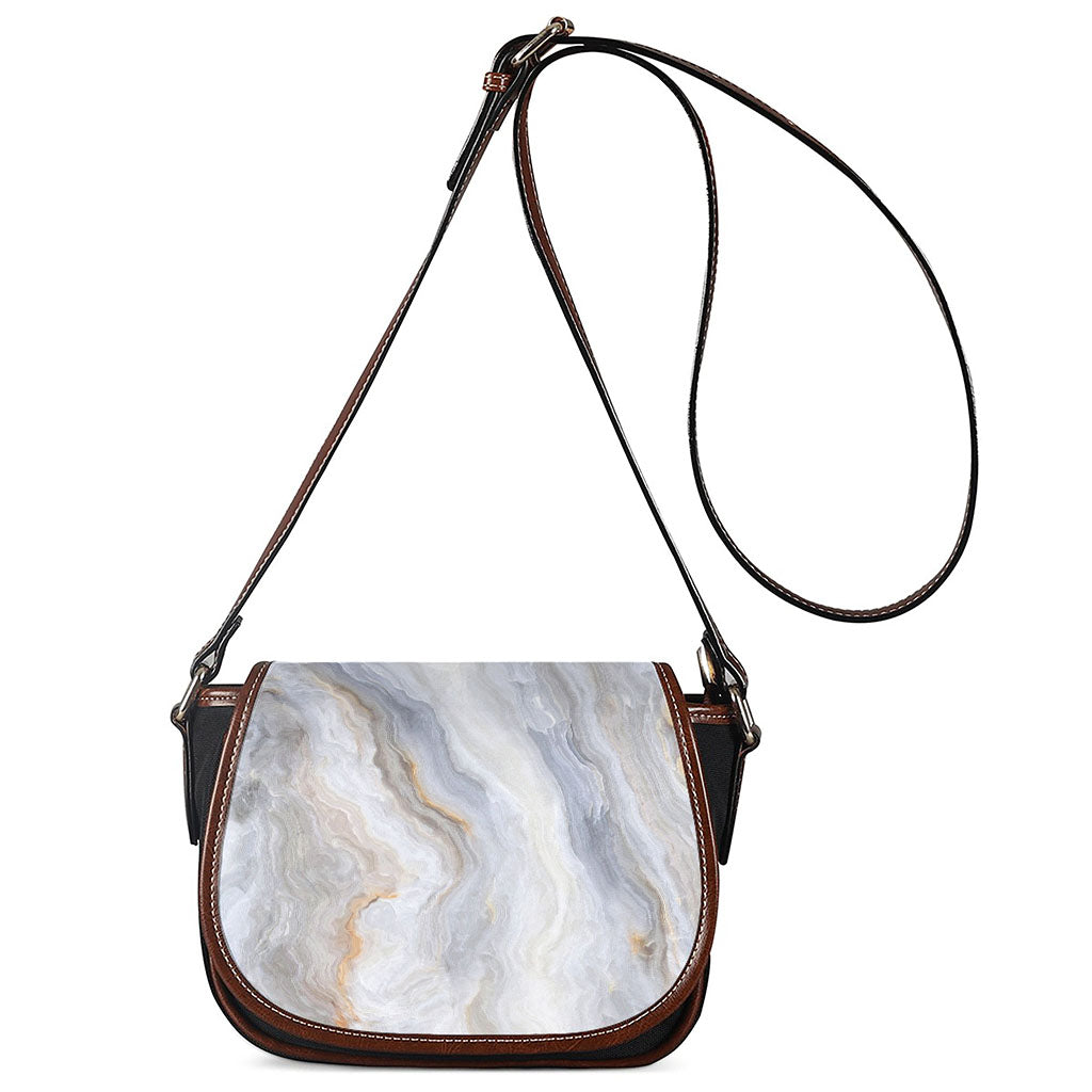 Grey Marble Print Saddle Bag