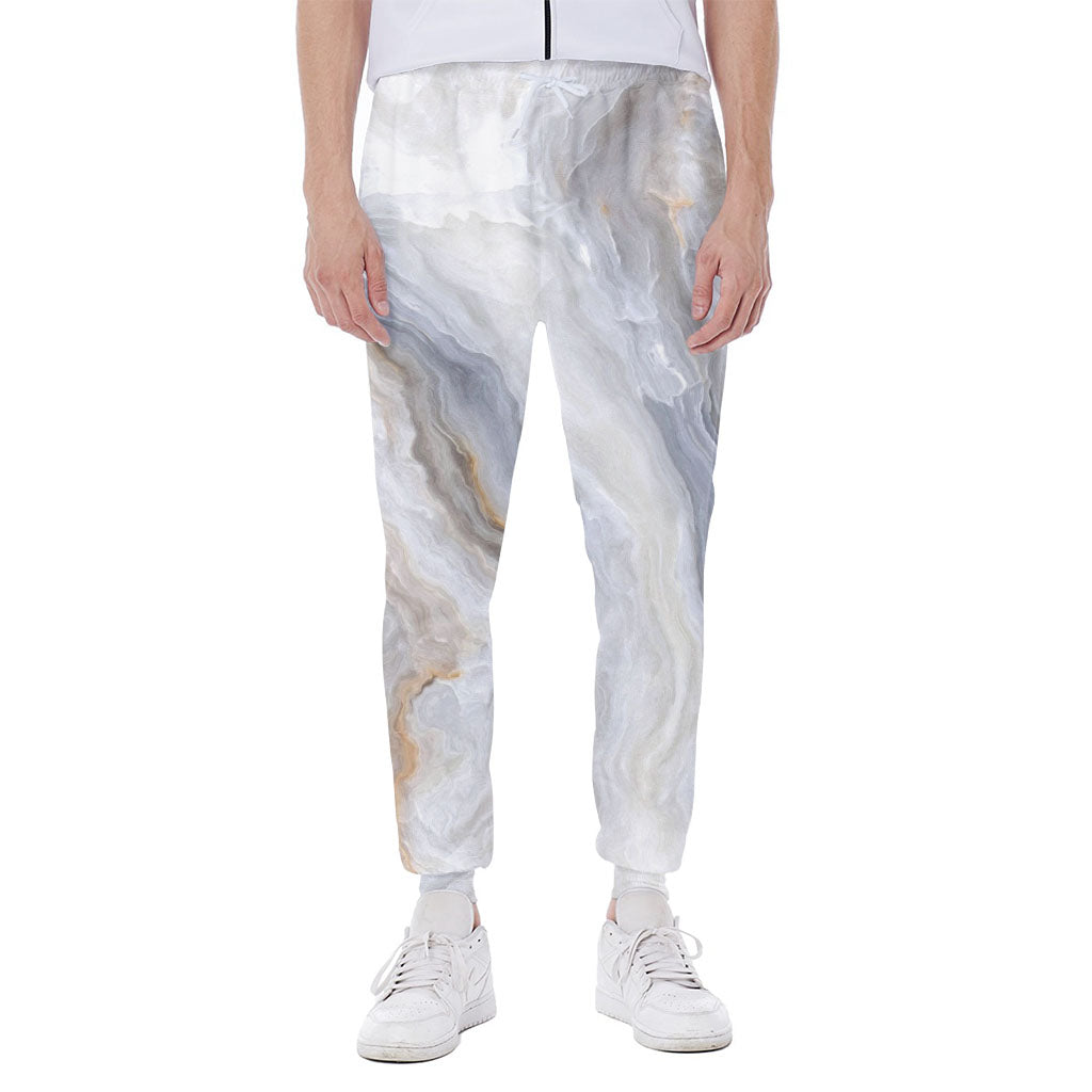 Grey Marble Print Scuba Joggers