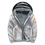 Grey Marble Print Sherpa Lined Zip Up Hoodie