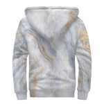 Grey Marble Print Sherpa Lined Zip Up Hoodie