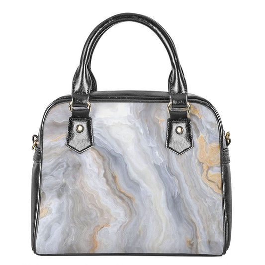 Grey Marble Print Shoulder Handbag