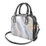 Grey Marble Print Shoulder Handbag